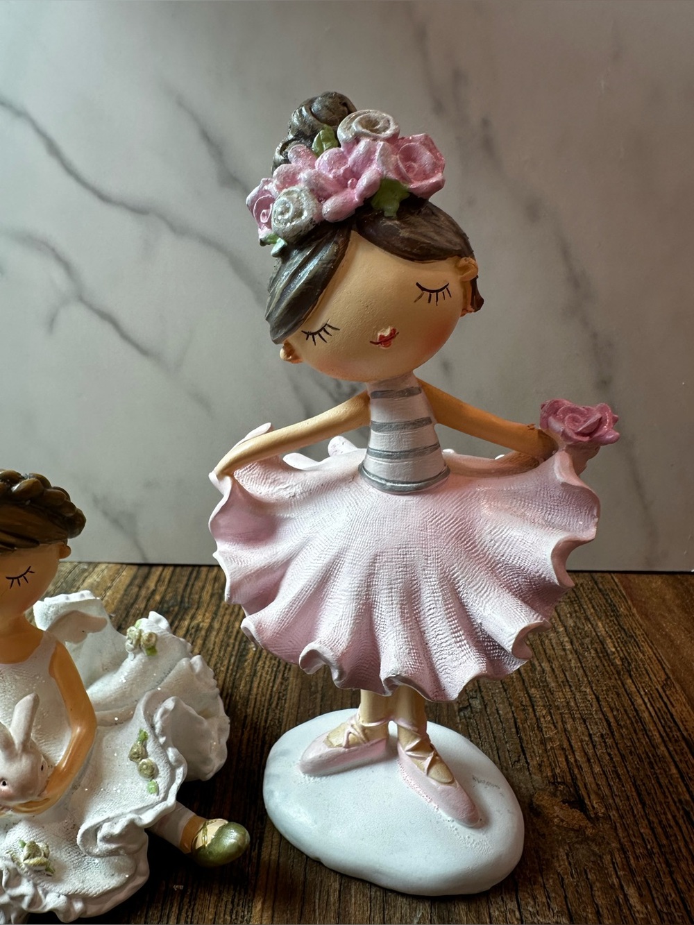 Cute Pink Ballerina Figurine Home Accent - Charming Floral Design - Picture 2 of 7